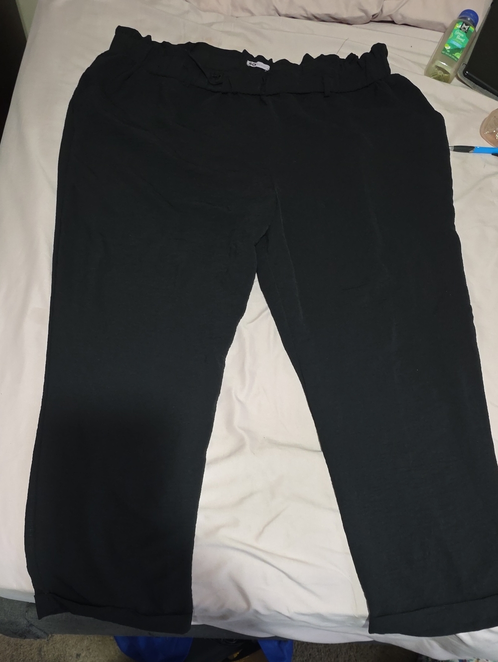 SO Black Straight-Leg Paperbag Waist Pants